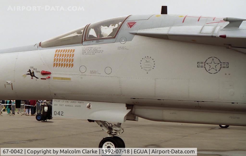 67-0042, General Dynamics EF-111A Raven C/N EF-26, General Dynamics EF-111A Raven. From 42ECS UH RAF Upper Heyford at the USAF Open Day, RAF Upper Heyford in 1992