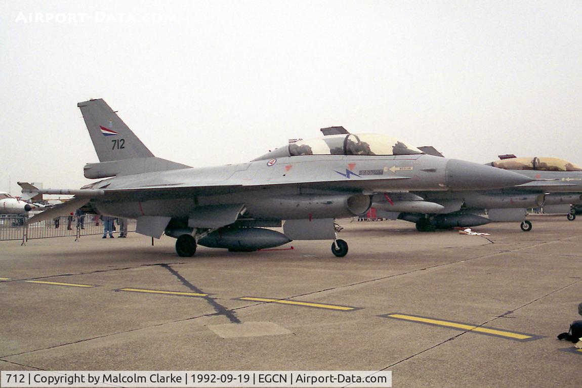 712, 1987 General Dynamics F-16B Fighting Falcon C/N 6L-14, General Dynamics F-16B Fighting Falcon. From 331 Skv, Bodø at RAF Finningley's Air Show in 1992