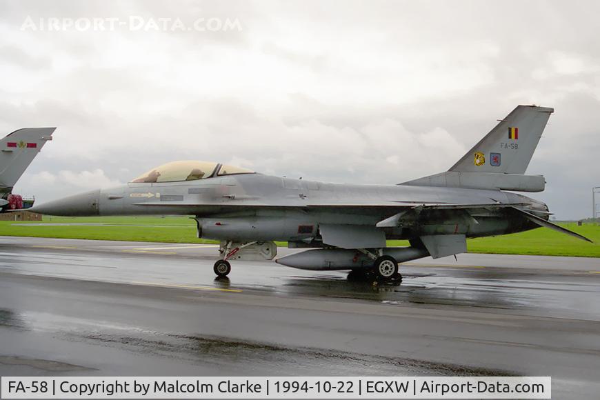 FA-58, 1988 SABCA F-16AM Fighting Falcon C/N 6H-58, SABCA F-16A Fighting Falcon at RAF Waddington's Photocall 94.