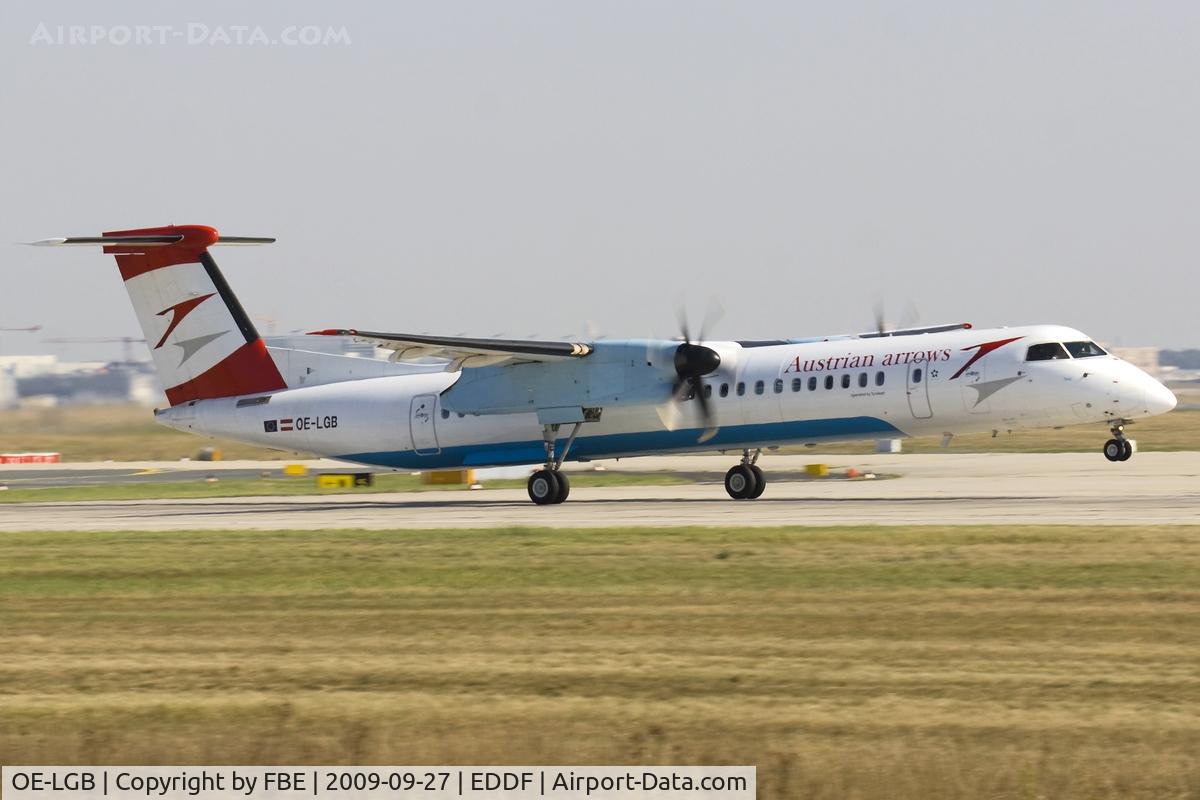 OE-LGB, 1999 De Havilland Canada DHC-8-402Q Dash 8 C/N 4015, departing EDDF via RW18W