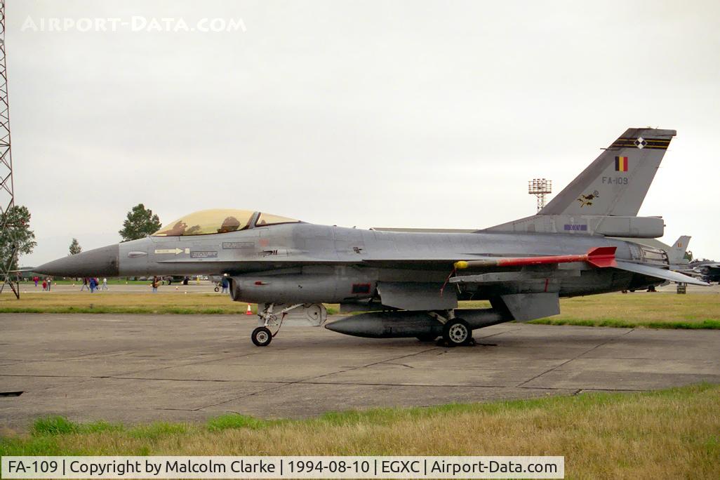 FA-109, SABCA F-16AM Fighting Falcon C/N 6H-109, SABCA F-16A Fighting Falcon. From 1 Smaldeel, Florennes (2 Wg) and seen at RAF Coningsby's Photocall 94.