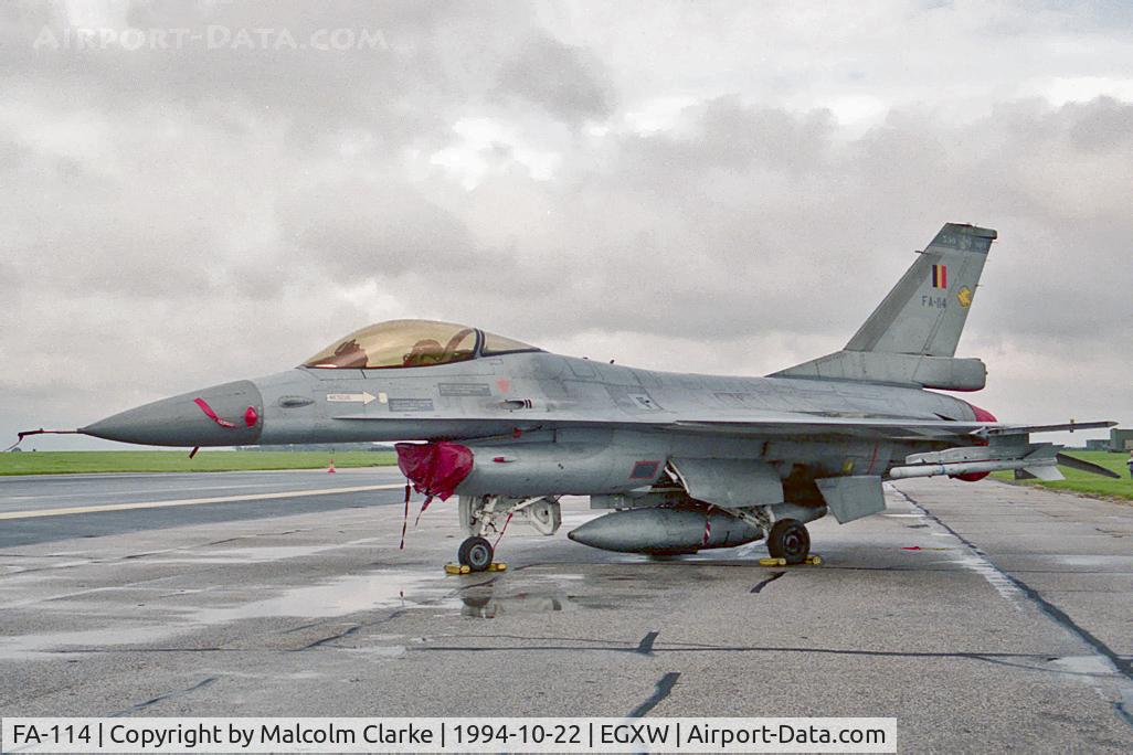 FA-114, 1988 SABCA F-16AM Fighting Falcon C/N 6H-114, SABCA F-16A Fighting Falcon. From 2 Smaldeel, Florennes (2Wg) and seen at RAF Waddington's Photocall 94.