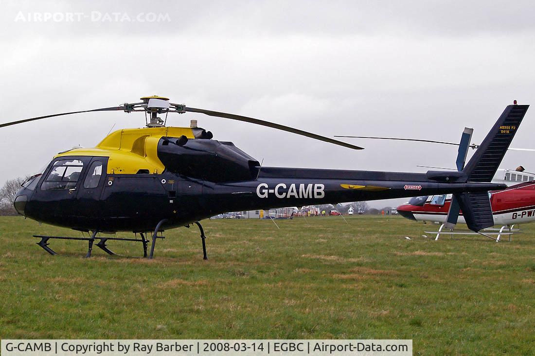 G-CAMB, 1989 Aerospatiale AS-355F-2 Ecureuil 2 C/N 5416, Seen at Cheltenham during Gold Cup week.
