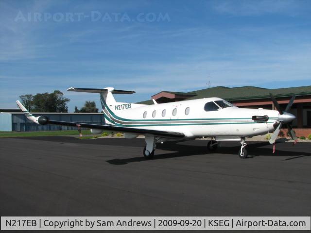 N217EB, 1996 Pilatus PC-12 C/N 154, Parked at Penn Valley.  A beautiful day