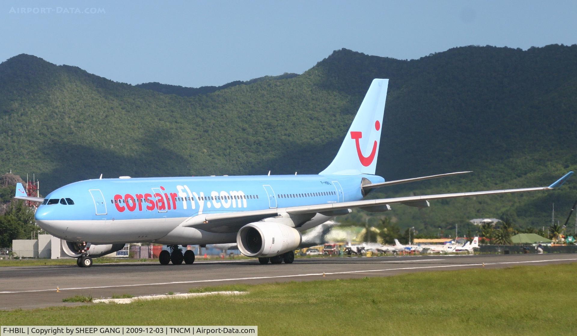 F-HBIL, 2000 Airbus A330-243 C/N 320, Corsair back tracking runway 28 and exiting at C to the gates