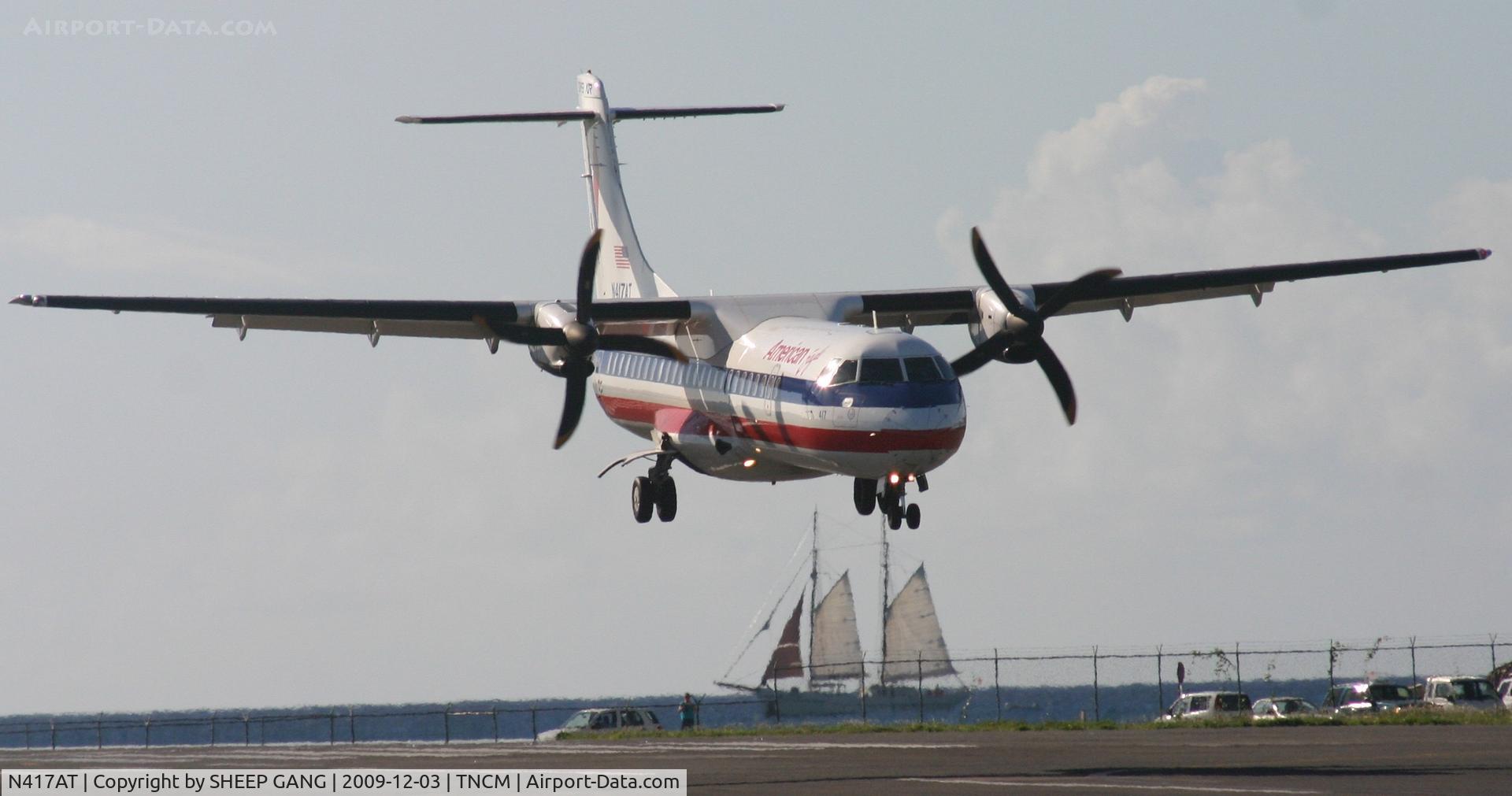 N417AT, 1994 ATR 72-212 C/N 417, American eagle landing at TNCM