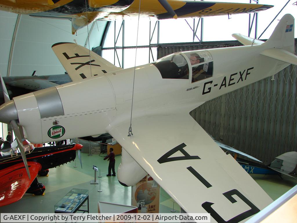 G-AEXF, Percival E-2H Mew Gull (replica) C/N Not found G-AEXF, A 2005 built replica is exhibited in the RAF Museum Hendon , UK
