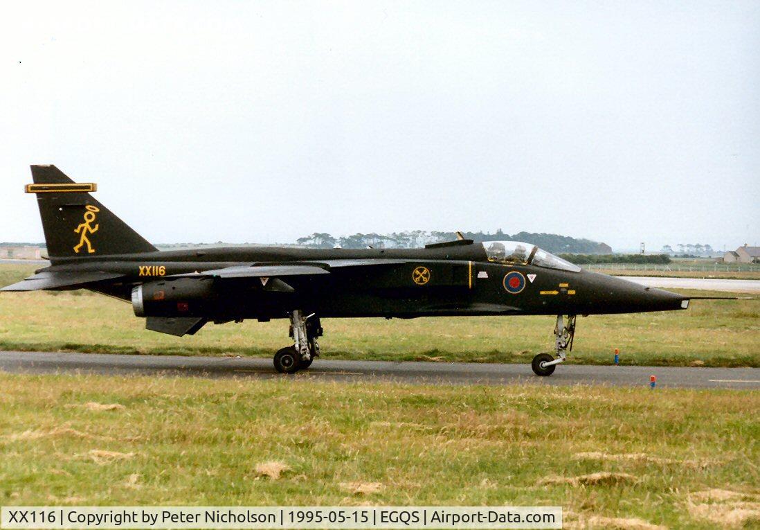XX116, 1973 Sepecat Jaguar GR.1A C/N S.9, Jaguar GR.1A of 226 Operational Conversion Unit  at Lossiemouth in the 1995 display season colour scheme as seen in May 1995.