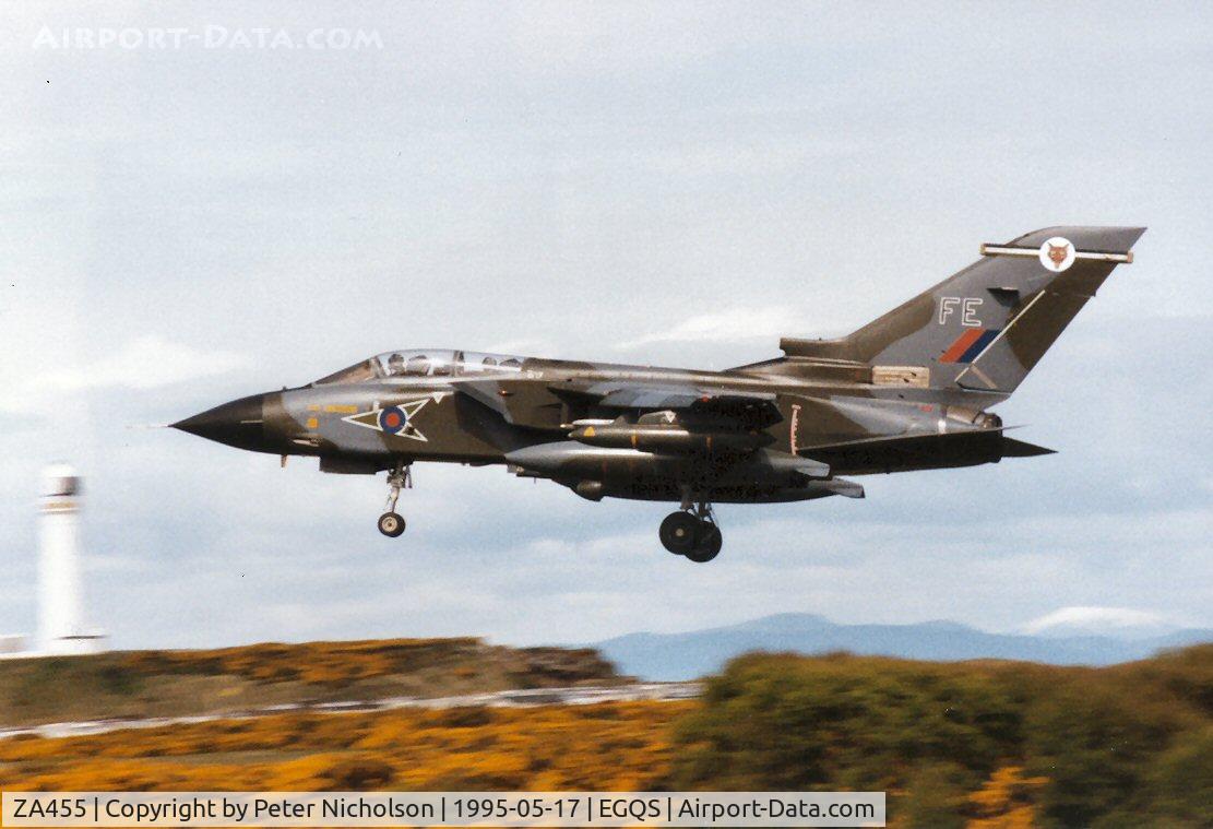 ZA455, 1983 Panavia Tornado GR.1B C/N BS085/254/3121, Tornado GR.1B of 12 Squadron at Lossiemouth in May 1995.