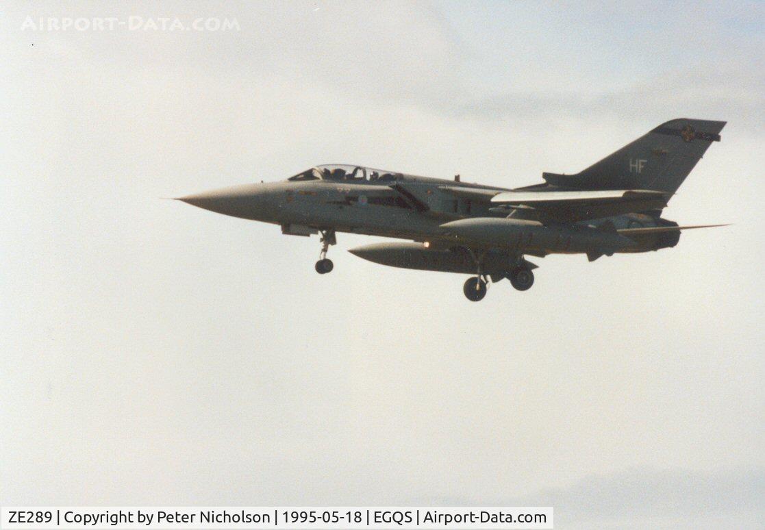 ZE289, 1987 Panavia Tornado F.3 C/N AS036/619/3276, Tornado F.3 of 111 Squadron at RAF Leuchars on approach to Lossiemouth in May 1995.