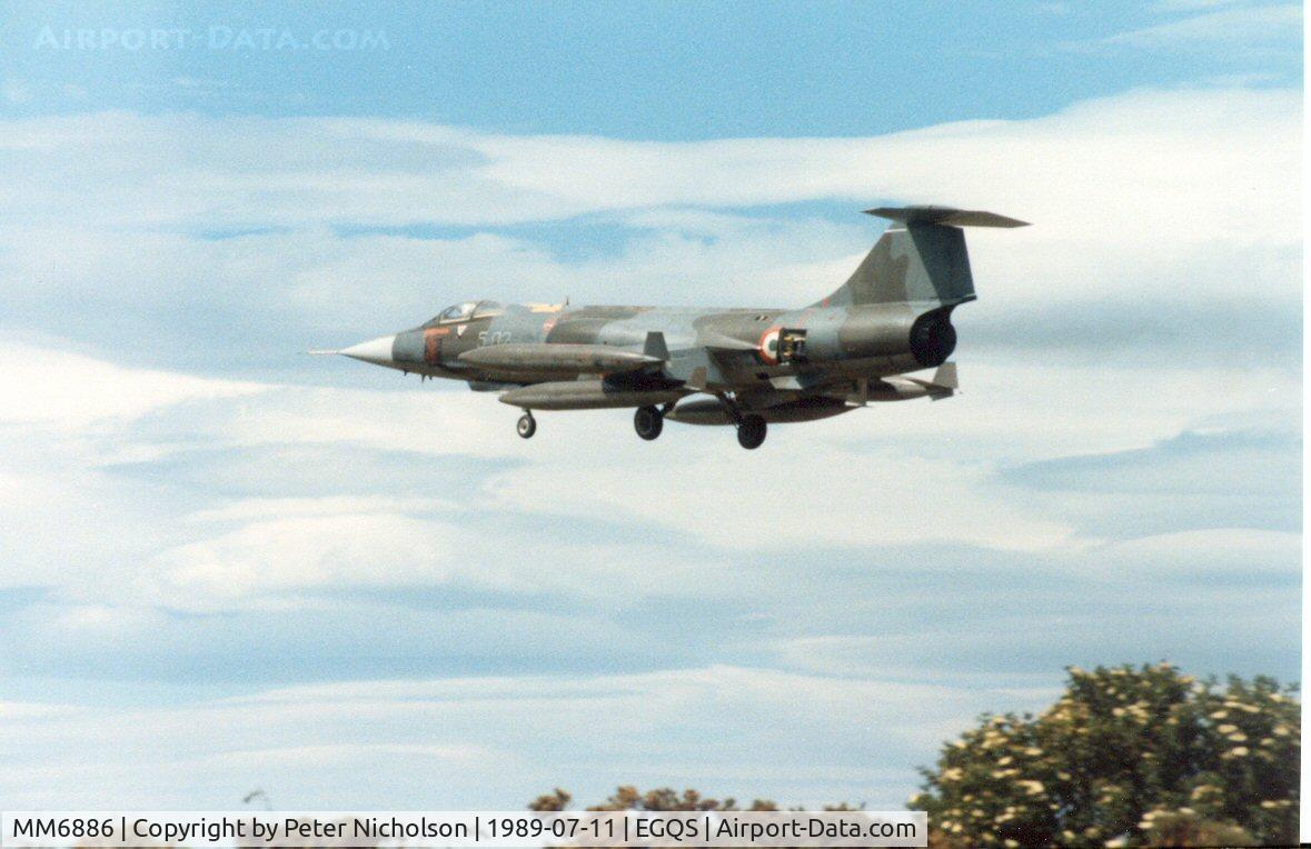 MM6886, Aeritalia F-104S Starfighter C/N 1186, F-104S Starfighter of 5 Stormo seen at Lossiemouth in the Summer of 1989.