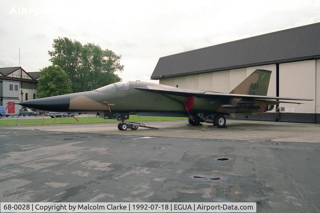 68-0028, 1968 General Dynamics F-111E Aardvark C/N A1-197, General Dynamics F-111E Aardvark. From 55FS 20FW RAF Upper Heyford and seen at the USAF Open Day, RAF Upper Heyford in 1992.