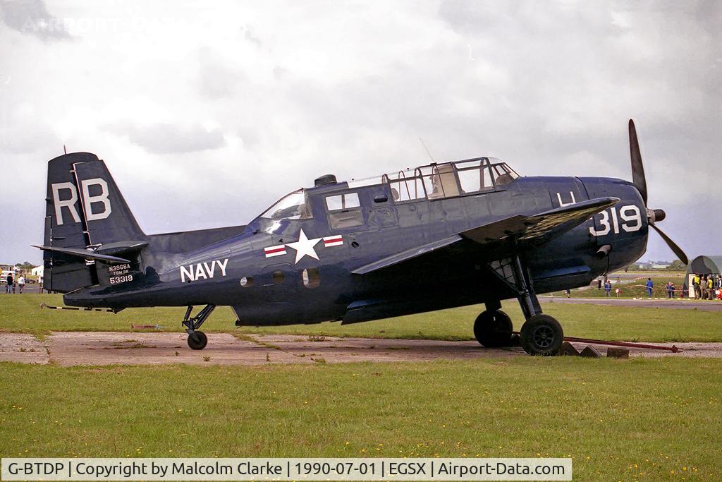 G-BTDP, 1945 Grumman TBM-3R Avenger C/N 3381, General Motors TBM-3R Avenger during a photoshoot at North Weald in 1990..