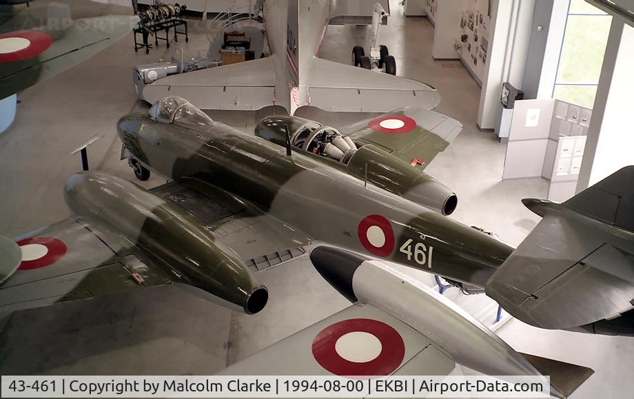 43-461, Gloster Meteor F.4 C/N G5/294, Gloster Meteor F4. At The Mobillium Museum, Billund, Denmark (now closed) in 1994.