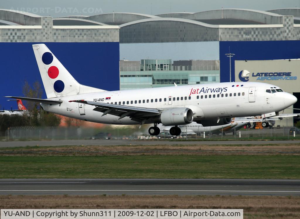 YU-AND, 1985 Boeing 737-3H9 C/N 23329/1134, Arriving from Belgrade with Partizan de Belgrade Football Team on board...