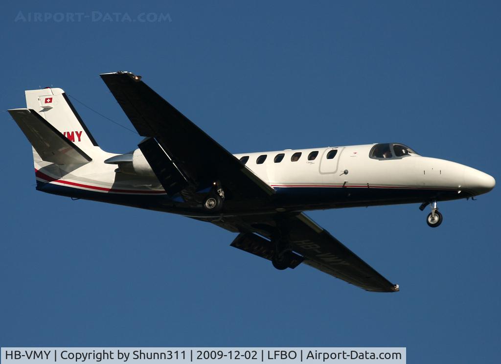 HB-VMY, 2001 Cessna 550 Citation Bravo C/N 550-0964, Landing rwy 14R