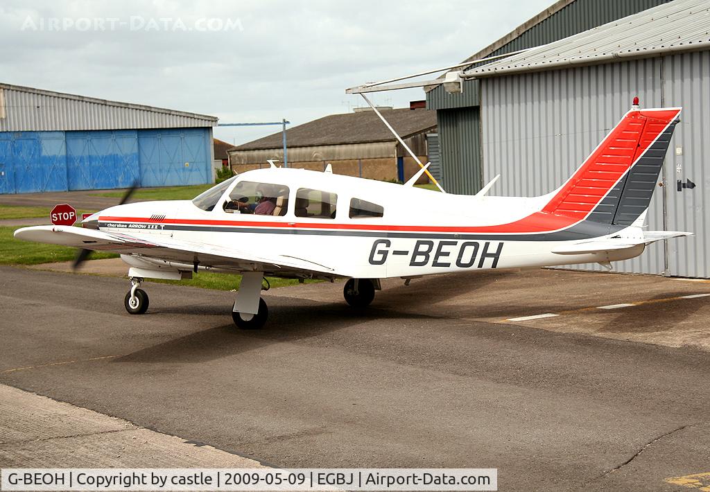 G-BEOH, 1977 Piper PA-28R-201T Cherokee Arrow III C/N 28R-7703038, seen @ Gloucestershire
