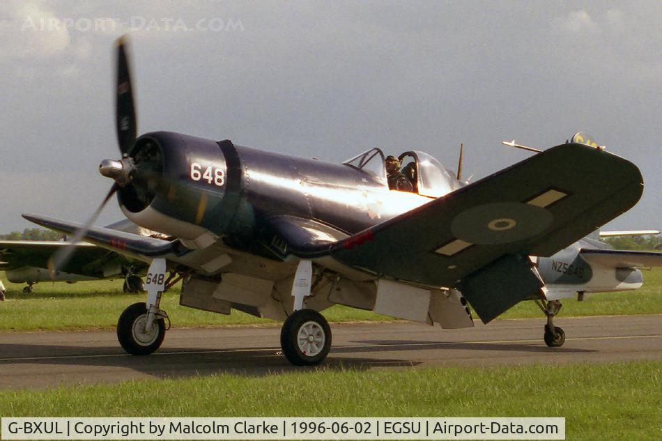 G-BXUL, 1945 Goodyear FG-1D Corsair C/N 3205, Goodyear FG-1D Corsair at Duxford's Classic Jet and Fighter Display in 1996.