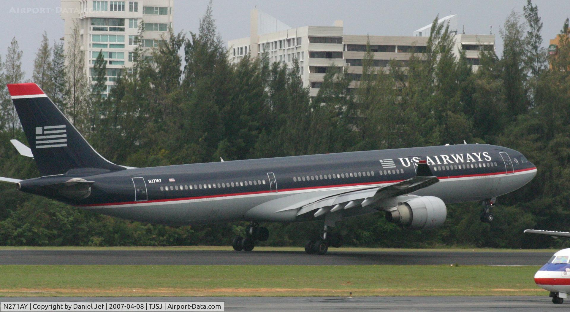 N271AY, 2000 Airbus A330-323 C/N 0323, US airways A330 landing at TJSJ