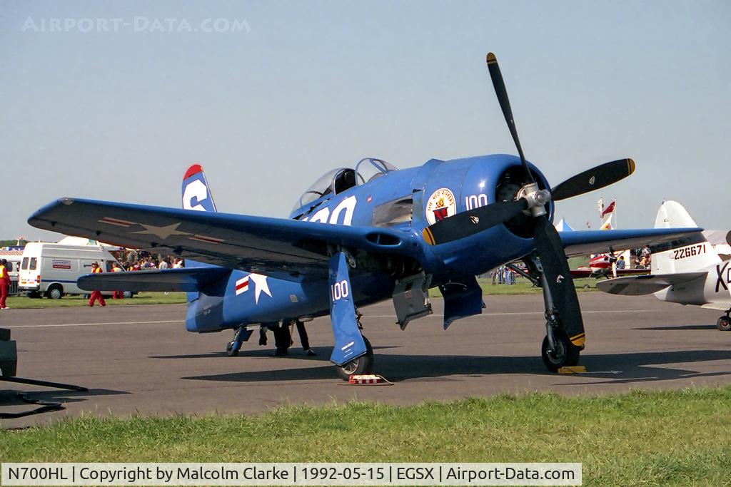 N700HL, 1948 Grumman F8F-2 (G58) Bearcat C/N D.1088, Grumman F8F-2P Bearcat at Airshow Europe in 1992. Became G-RUMM 1998-03-20.