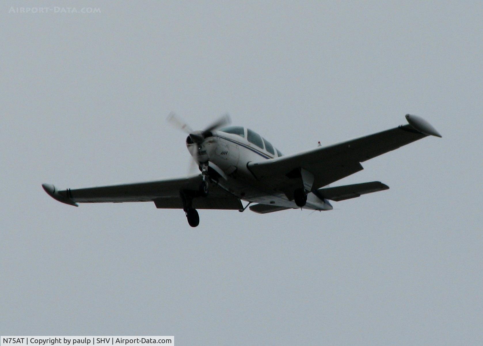 N75AT, 1974 Beech A36 Bonanza 36 C/N E-597, Off of 23 at Shreveport Regional.
