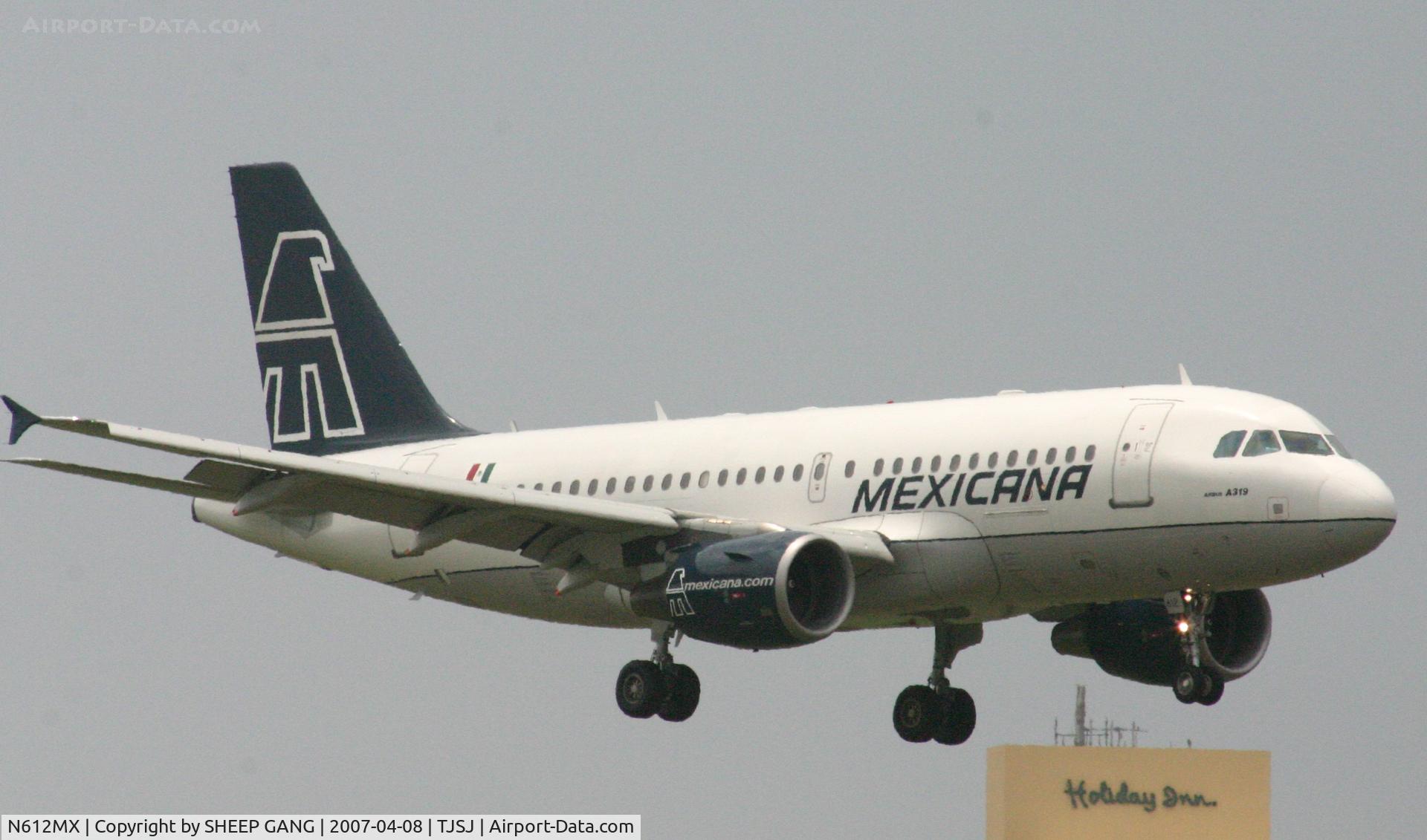 N612MX, 2001 Airbus A319-112 C/N 1612, Mexican airlines landing at TJSJ