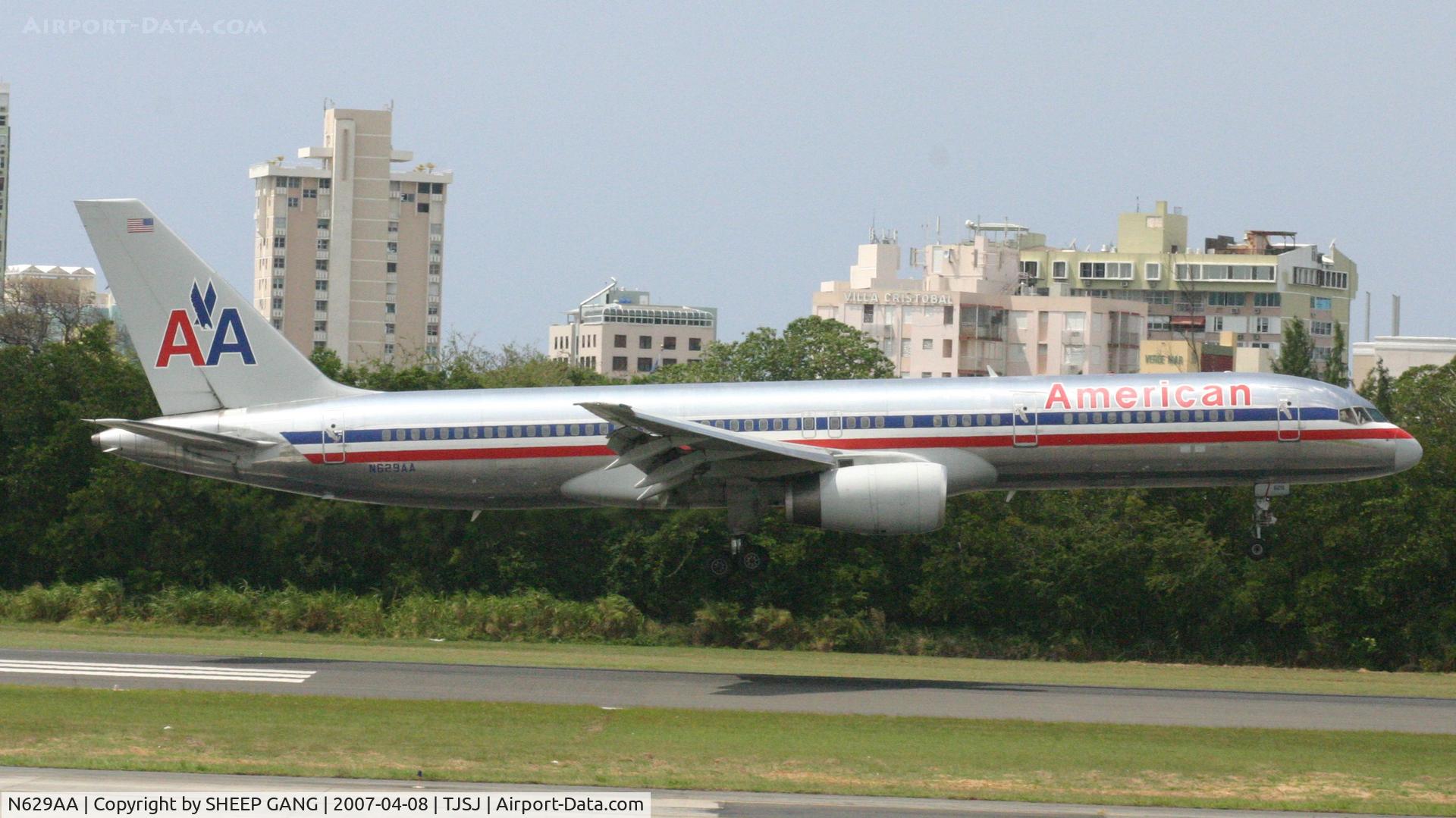 N629AA, 1990 Boeing 757-223 C/N 24587, American airlines 757-223 landing at TJSJ