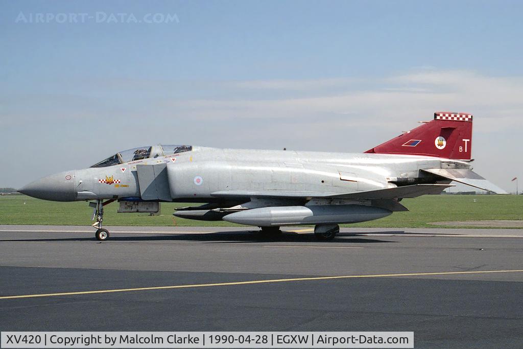 XV420, 1969 McDonnell Douglas Phantom FGR2 C/N 3053/0052, McDonnell Douglas Phantom FGR2. Flown by RAF No 56 Sqn, Wattisham at RAF Waddington's Photocall in 1990.