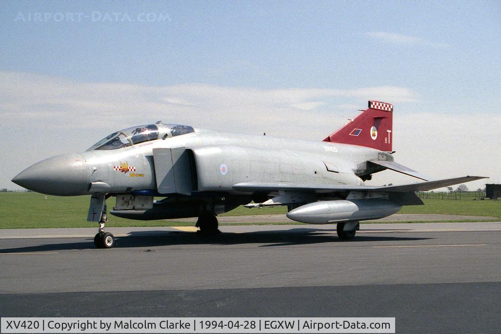 XV420, 1969 McDonnell Douglas Phantom FGR2 C/N 3053/0052, McDonnell Douglas Phantom FGR2. Flown by RAF No 56 Sqn, Wattisham at RAF Waddington's Photocall in 1990.