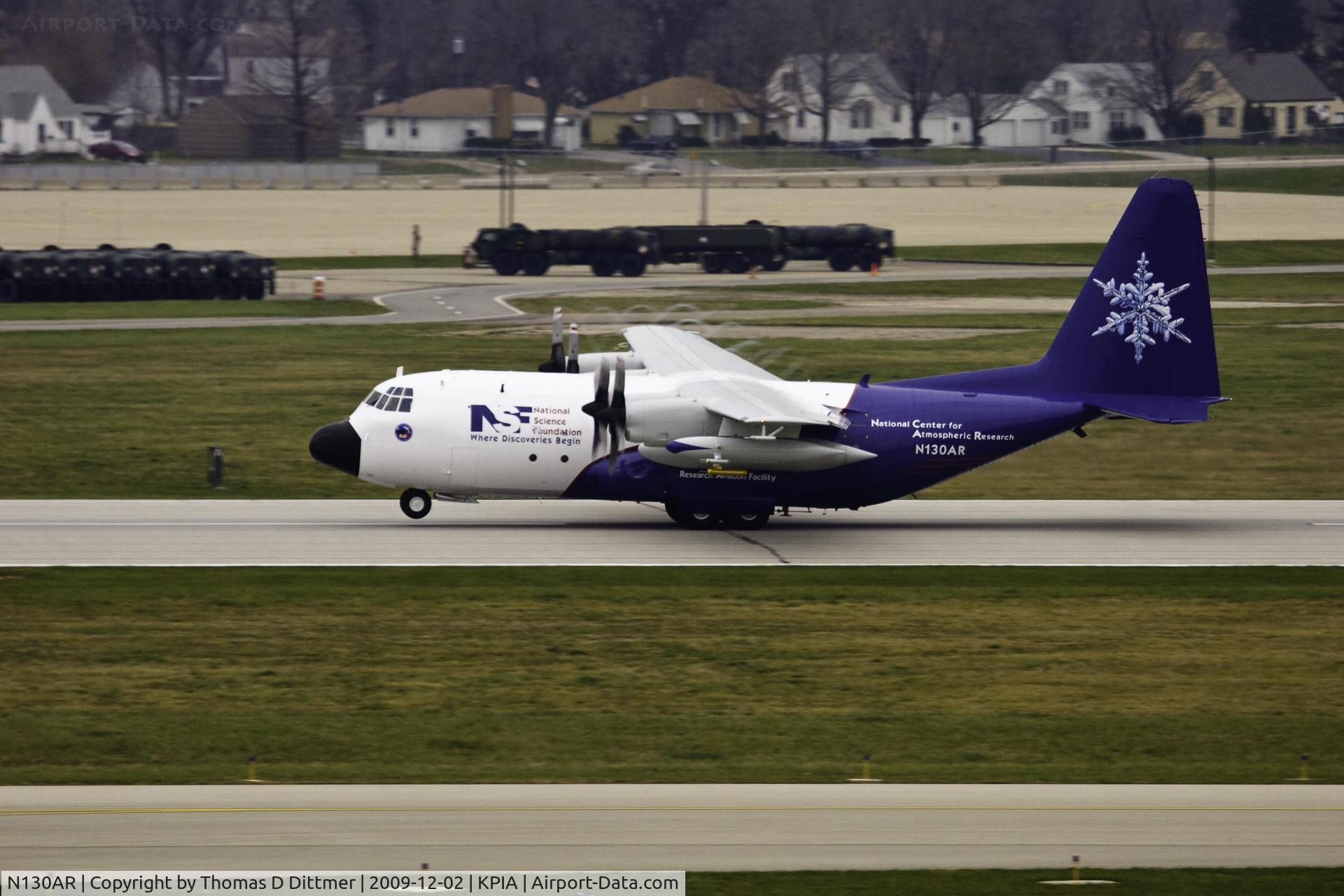 N130AR, 1984 Lockheed EC-130Q Hercules C/N 382-4984, N130AR departing Peoria Illinois