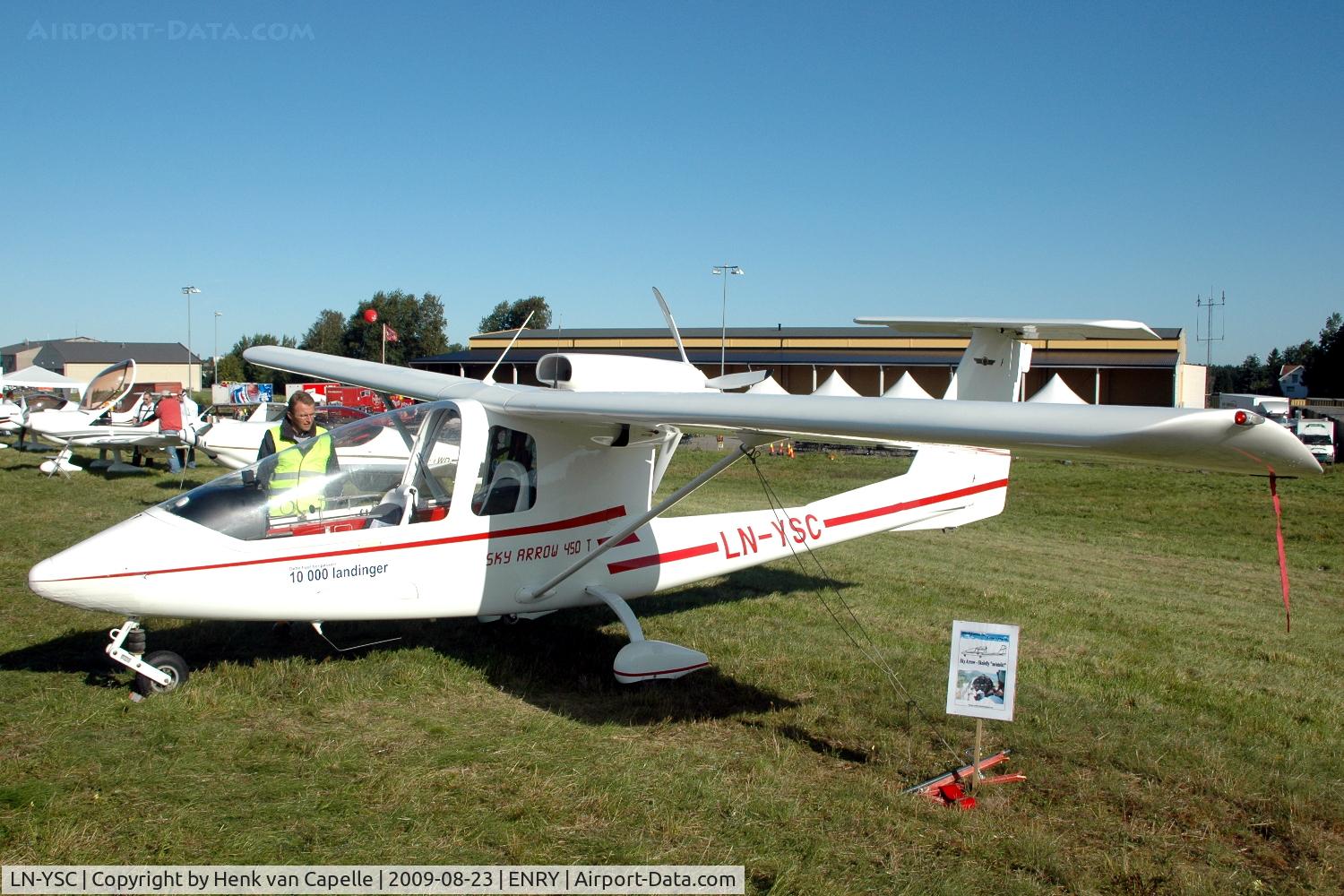 LN-YSC, Iniziative Industriali Italiane Sky Arrow 450T C/N 36, A 3i Sky Arrow $50T ultralight aircraft at Rygge air force base. It had made 10000 landings since delivered.