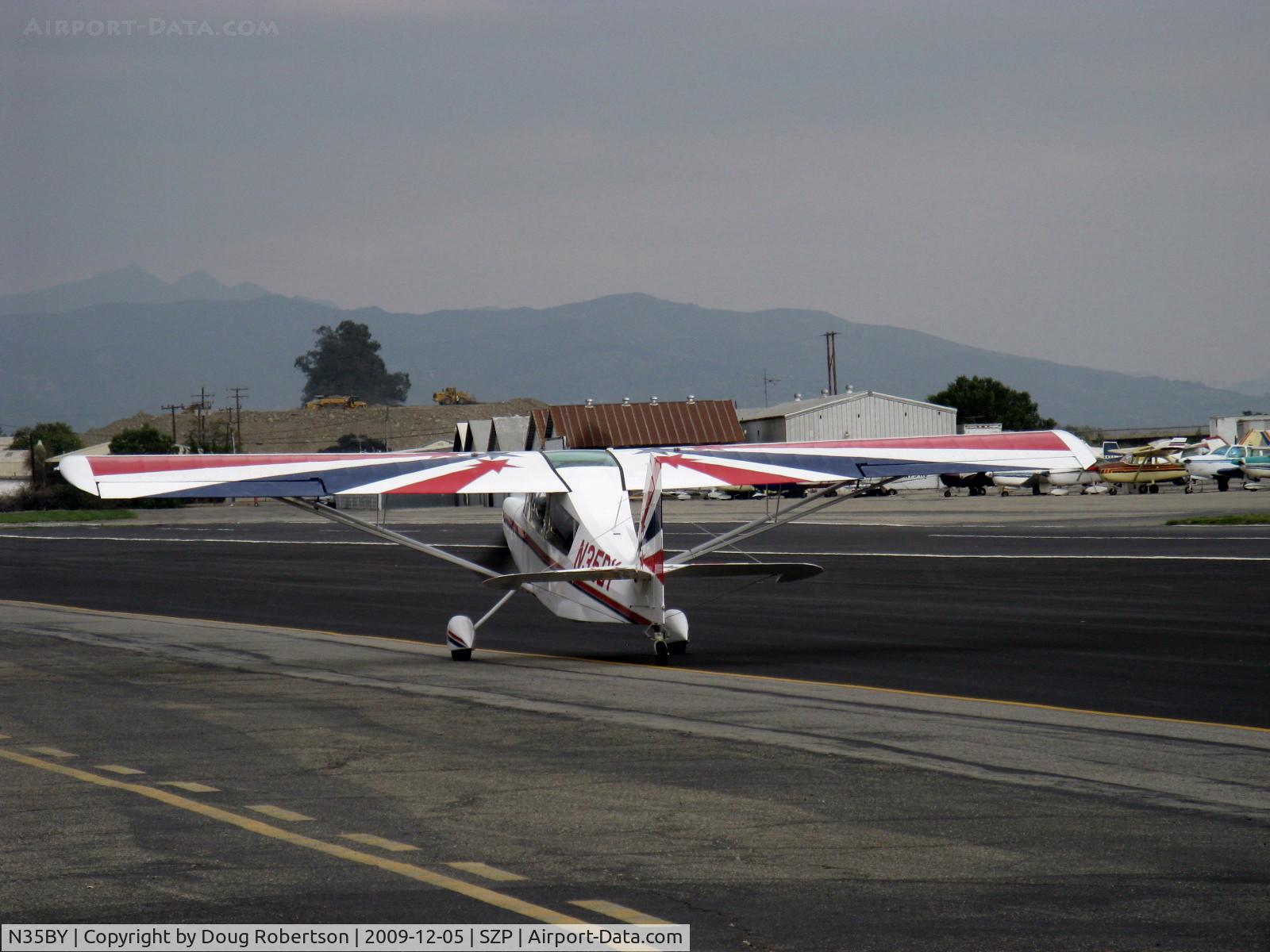 N35BY, 2005 American Champion 8KCAB Super Decathlon C/N 998-2005, 2005 American Champion 8KCAB SUPRER DECATHLON, Lycoming AEIO-360-H1B 180 Hp, CS prop, near symmetrical airfoil, taxi to Rwy 22