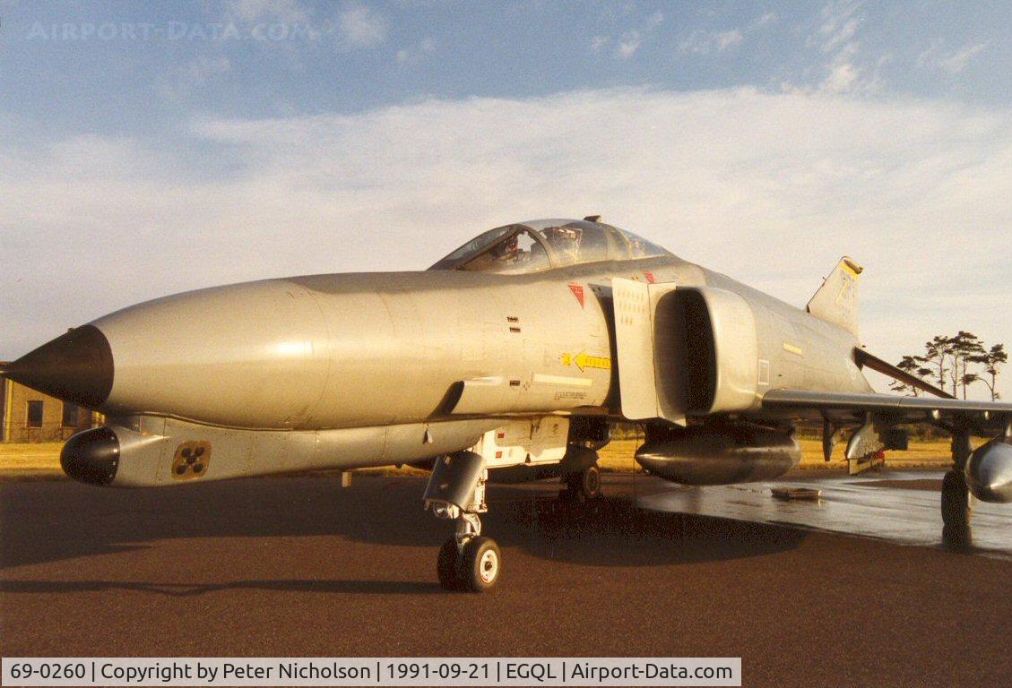 69-0260, 1969 McDonnell Douglas F-4G Phantom II C/N 3790, F-4G Phantom of 81st Tactical Fighter Squadron/52nd Tactical Fighter Wing based at Spangdahlem on display at the 1991 Leuchars Airshow.