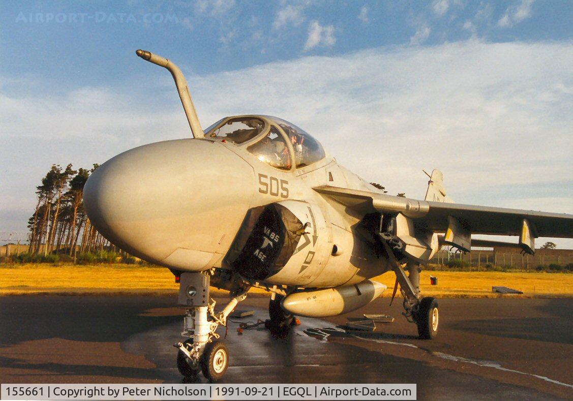 155661, Grumman A-6E Intruder C/N I-387, A-6E Intruder of Attack Squadron VA-85 in the static park of the 1991 Leuchars Airshow.