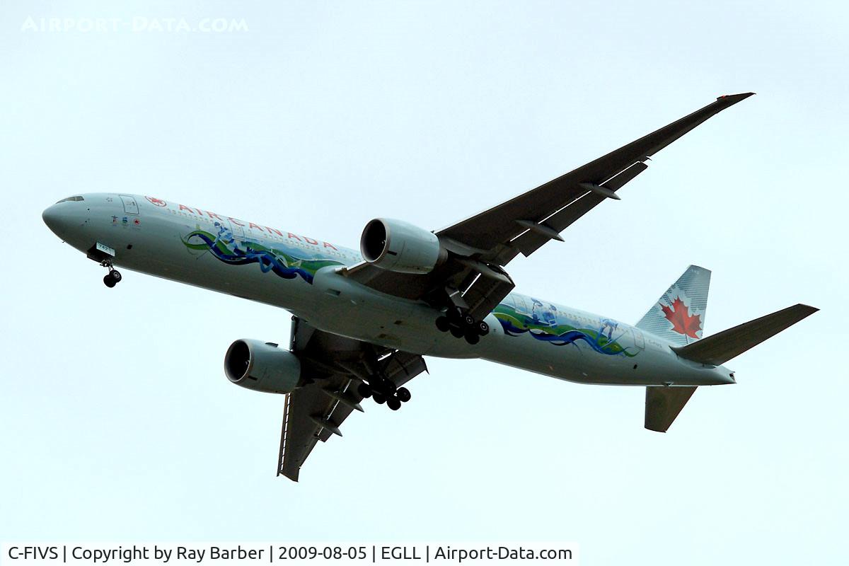 C-FIVS, 2009 Boeing 777-333/ER C/N 35784, Boeing 777-333ER [35784] (Air Canada) Home~G 05/08/09. Seen on approach 27R wearing special scheme promoting Vancouver 2010 Winter Olympics.