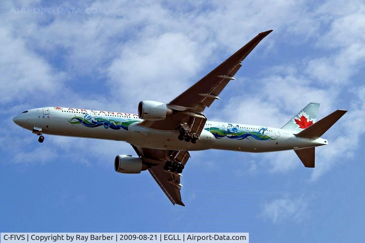 C-FIVS, 2009 Boeing 777-333/ER C/N 35784, Boeing 777-333ER [35784] (Air Canada) Home~G 05/08/09. Seen on approach 27R wearing special scheme promoting Vancouver 2010 Winter Olympics.