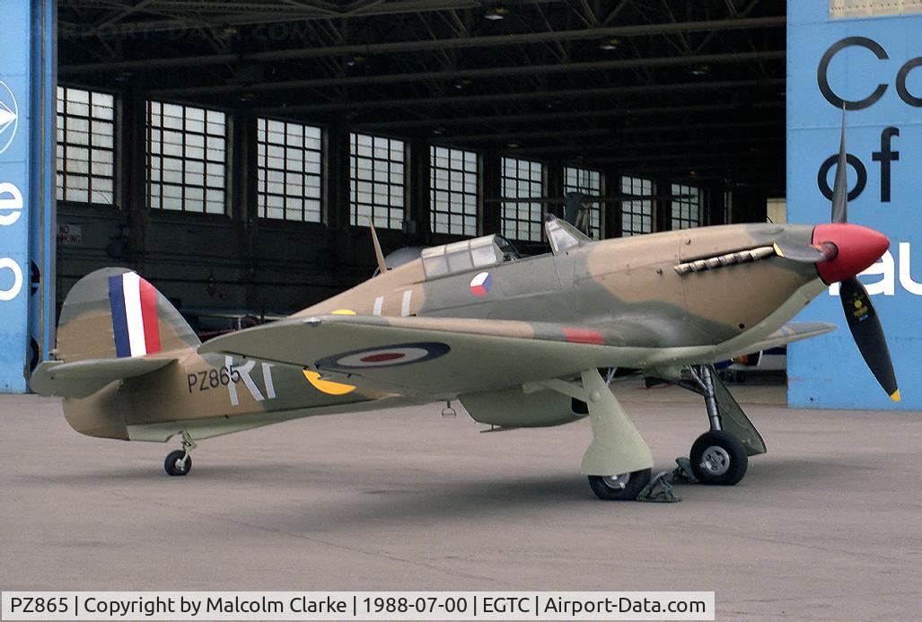 PZ865, 1944 Hawker Hurricane IIC C/N PZ865, Hawker Hurricane IIC at Cranfield after renovation in 1988