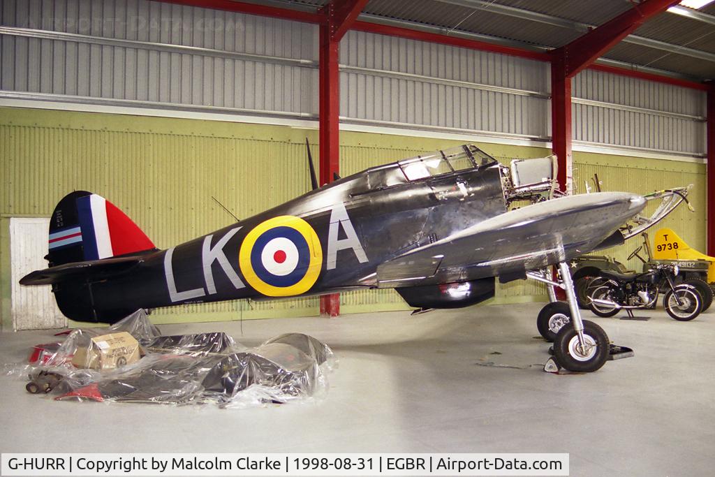 G-HURR, 1942 Hawker (CCF) Hurricane Mk12 C/N 52024, Hawker Hurricane Mk12 at Breighton Airfield in 1988.