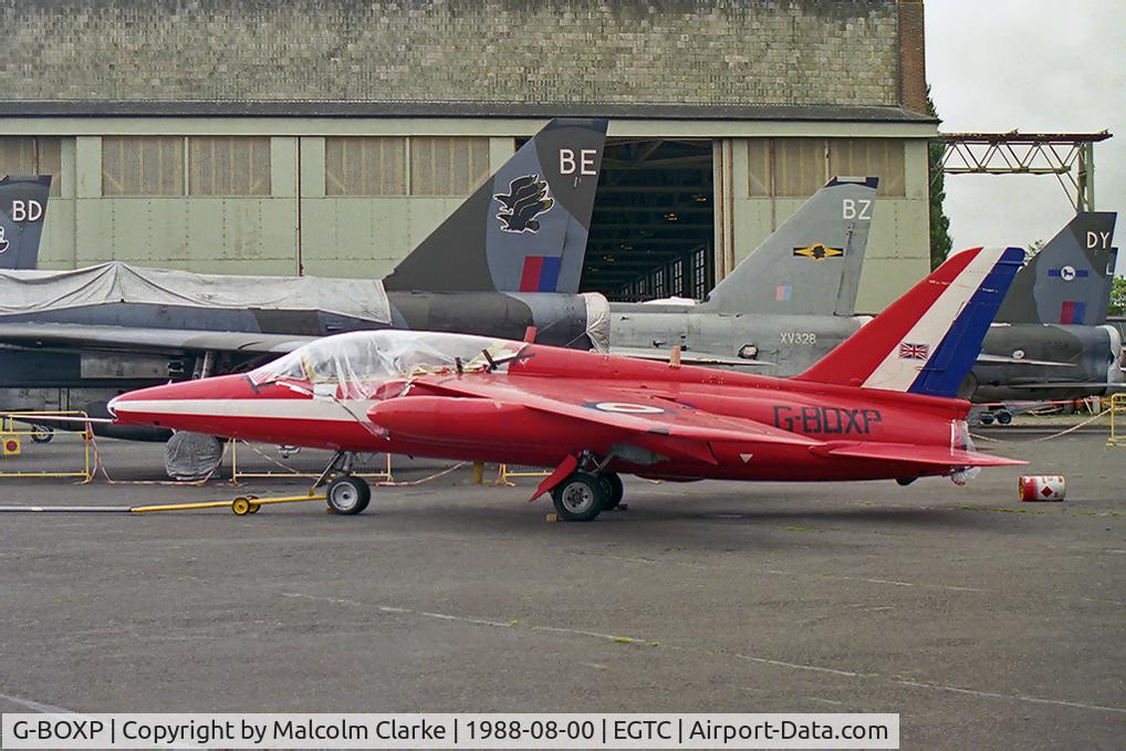 G-BOXP, 1963 Hawker Siddeley Gnat T.1 C/N FL537, Hawker Siddeley Gnat T1 at Cranfield Airfield in 1988.