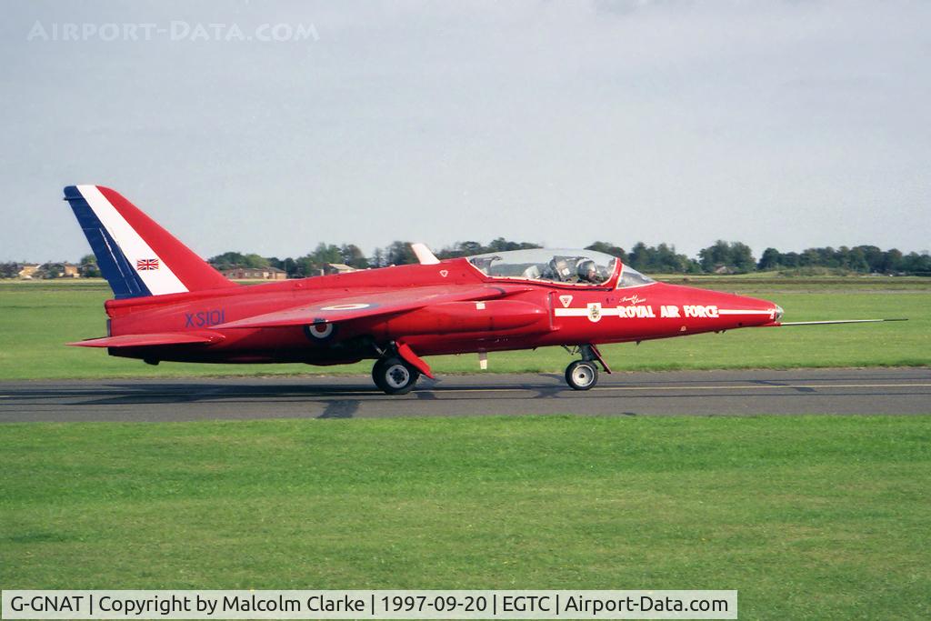 G-GNAT, 1964 Hawker Siddeley Gnat T.1 C/N FL595, Hawker Siddeley Gnat T1 at Cranfield Airfield in 1997. 