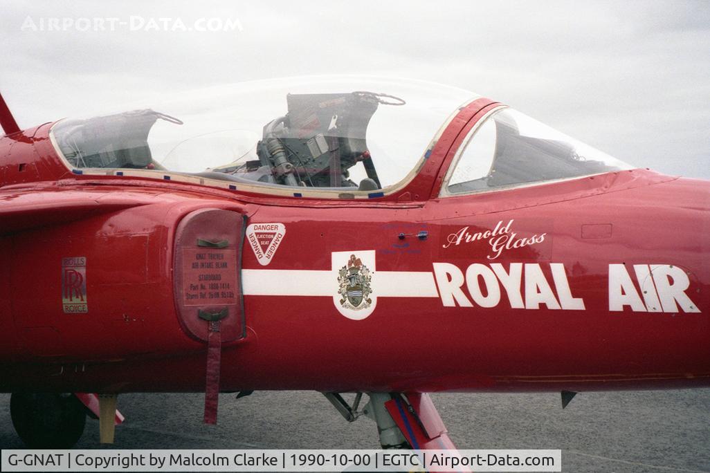 G-GNAT, 1964 Hawker Siddeley Gnat T.1 C/N FL595, Hawker Siddeley Gnat T1 at Cranfield Airfield in 1990. Formerly RAF XS101.