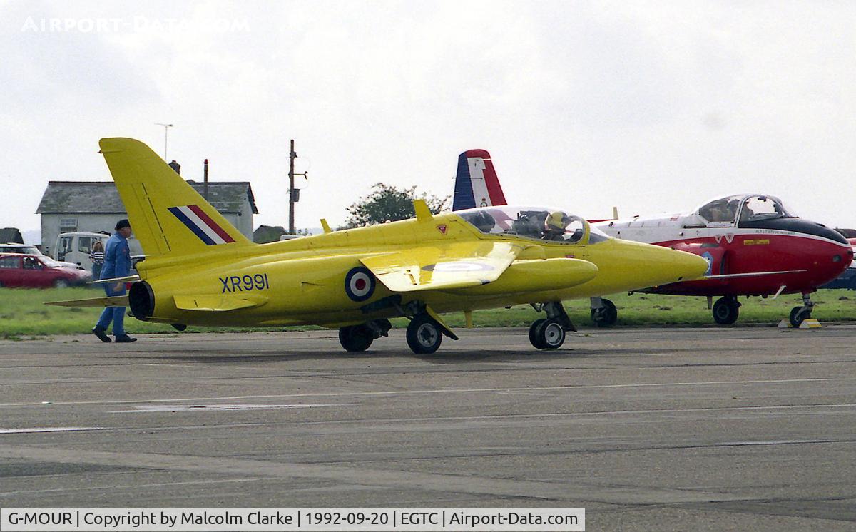 G-MOUR, 1964 Hawker Siddeley Gnat T.1 C/N FL596, Hawker Siddeley Gnat T1 at Cranfield's Dreamflight Airshow in 1992.
