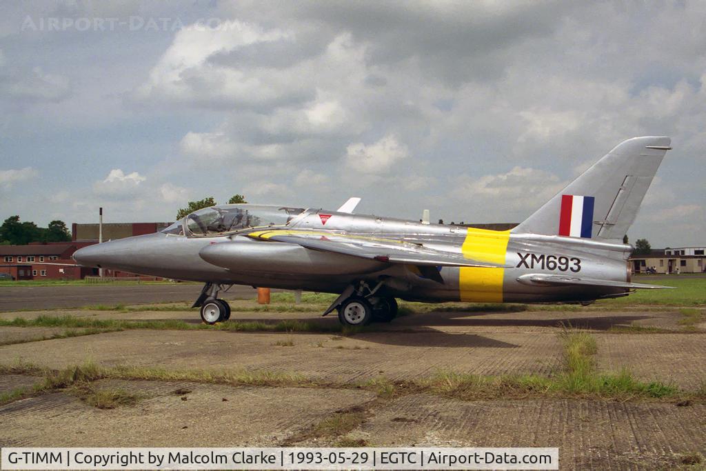 G-TIMM, 1962 Folland Gnat T.1 C/N FL519, Hawker Siddeley Gnat T1 at Cranfield Airfield in 1993. Flown as XM693 but formerly RAF XP504.