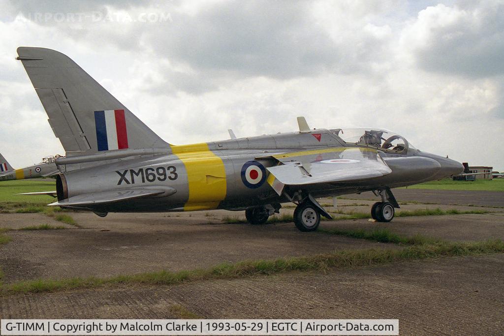 G-TIMM, 1962 Folland Gnat T.1 C/N FL519, Hawker Siddeley Gnat T1 at Cranfield Airfield in 1993.