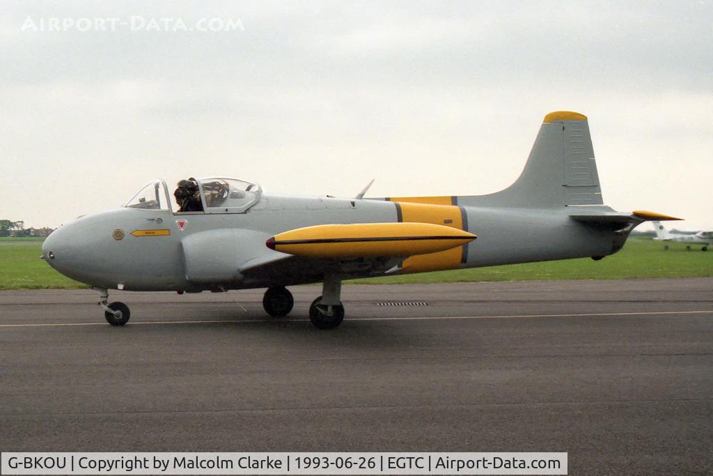 G-BKOU, 1961 Hunting P-84 Jet Provost T.3 C/N PAC/W/13901, Hunting P-84 Jet Provost T3 at Cranfield Airfied in 1993.