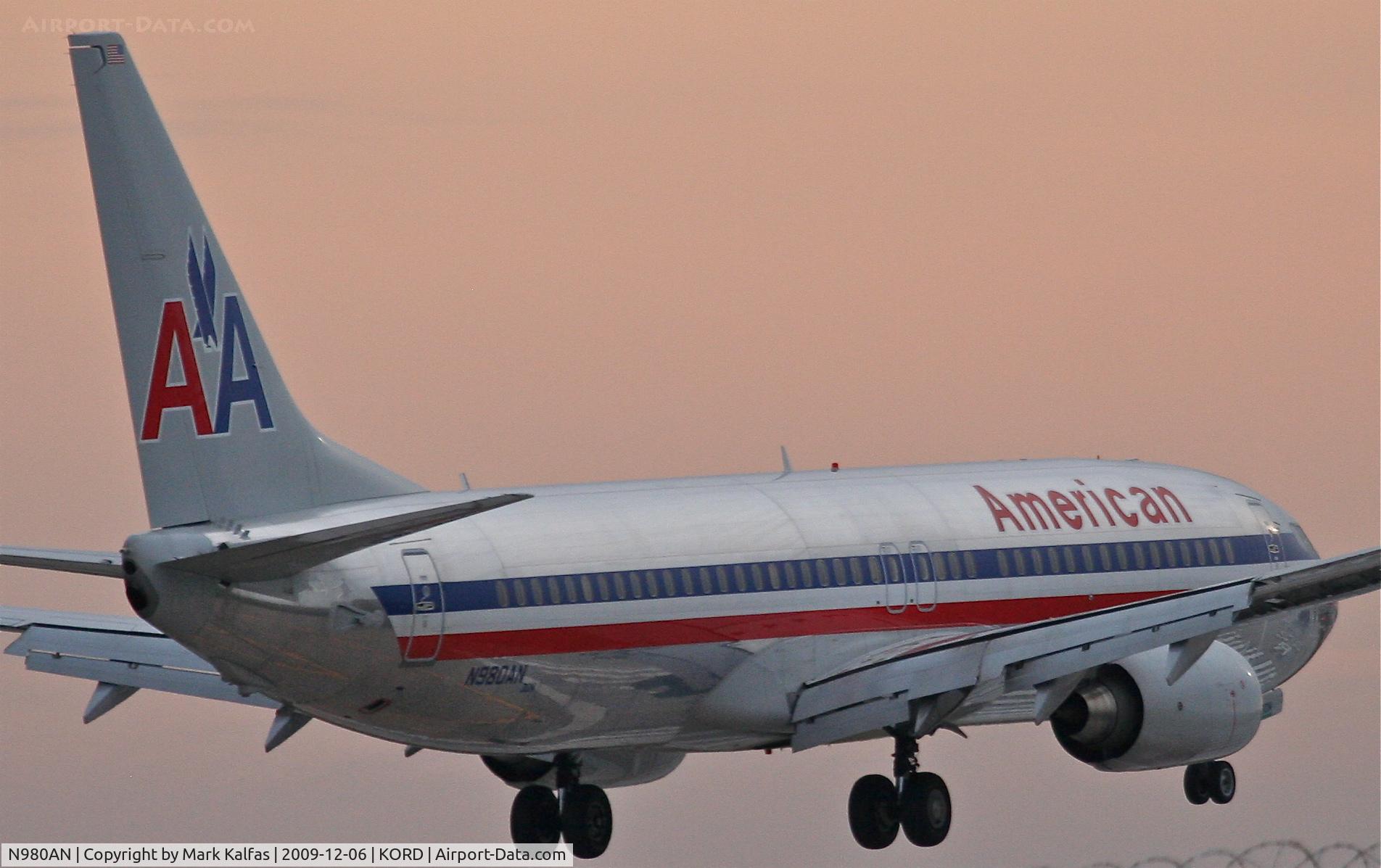 N980AN, 2009 Boeing 737-823 C/N 33203, American Airlines Boeing 737-823, AAL425 arriving from KDCA on 22R.