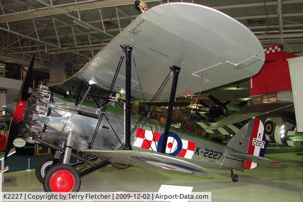 K2227, Bristol 105 Bulldog Mk.2A C/N 7446, Bristol Bulldog MKIIA exhibited in the RAF Museum Hendon , UK