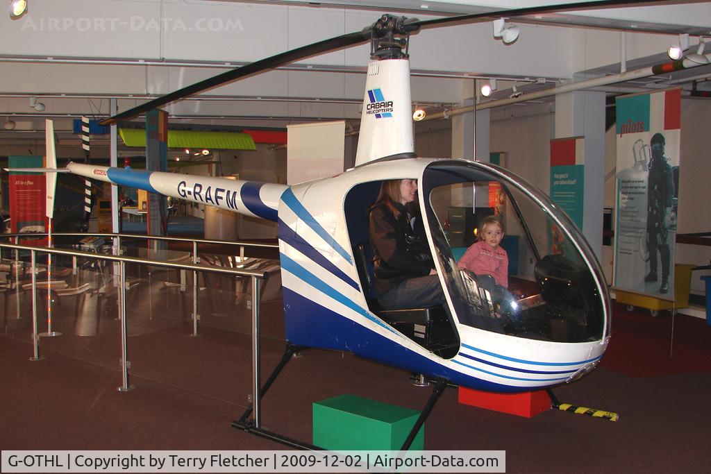 G-OTHL, 1987 Robinson R22 Beta C/N 0738, Donated by Cabair and wearing false markings G-RAFM this Robinson R22 is now exhibited in the RAF Museum Hendon , UK