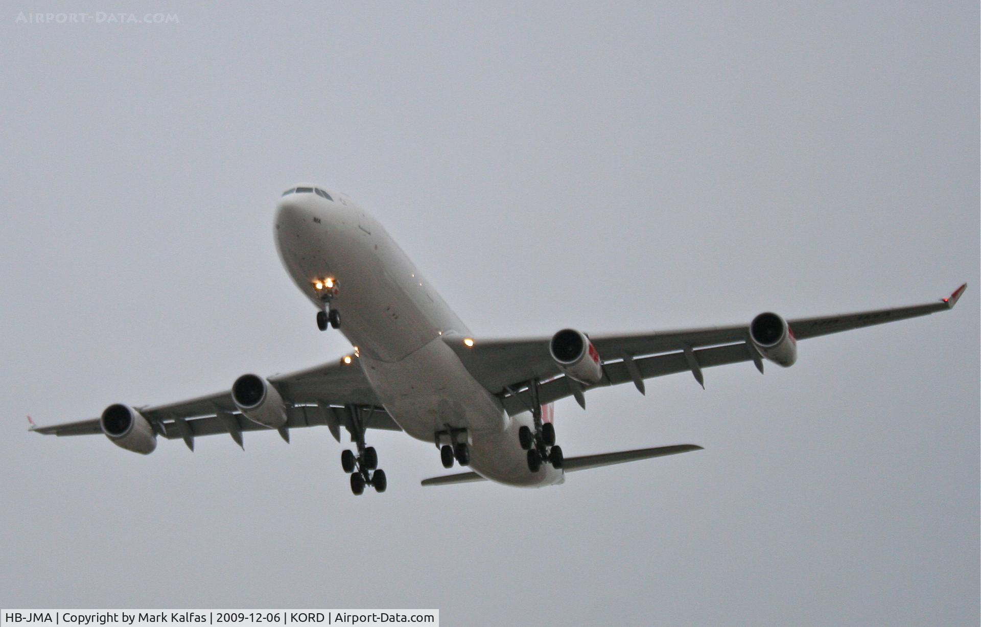 HB-JMA, 2003 Airbus A340-313 C/N 538, Swissair A340-313, SWR84T arriving from LSZH (Zurich) on 27L.