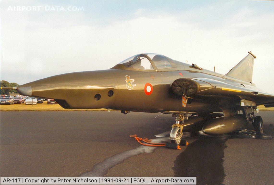 AR-117, 1971 Saab RF-35 Draken C/N 35-1117, S-35XD Draken of Esk 725 Royal Danish Air Force in the static park at the 1991 Leuchars Airshow.